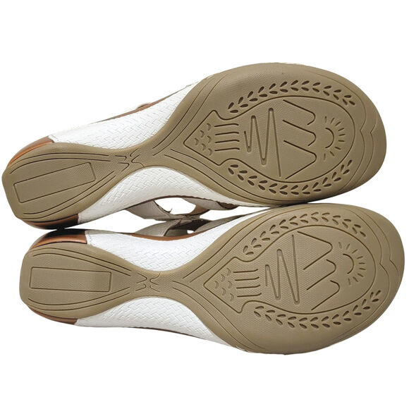 White Mountain Women Valora Wedge Heel Slide Sandals Size US 7.5M White Woven - Picture 6 of 7